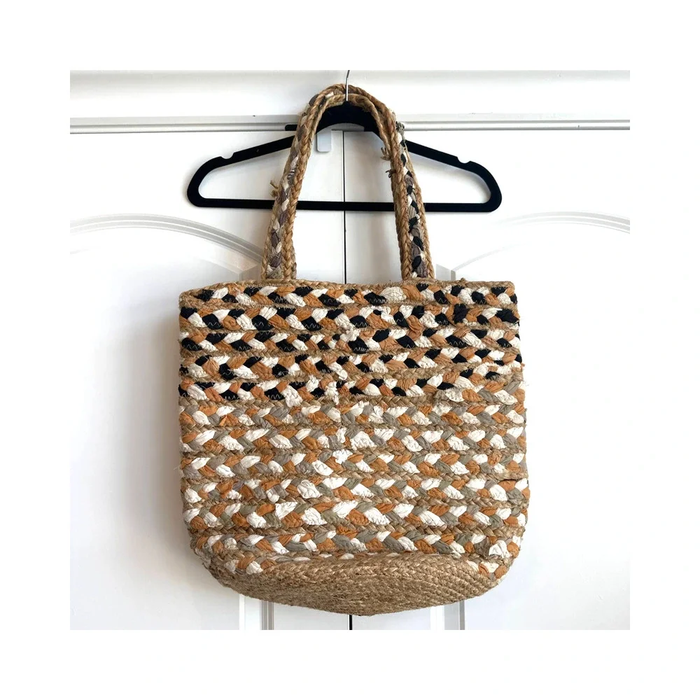 Magid Multi-color Natural Jute boho Shoulder Tote